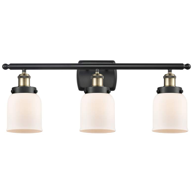 Image 1 Ballston Urban Bell 5" 3 Light 26" Bath Light - Black Brass - Whi