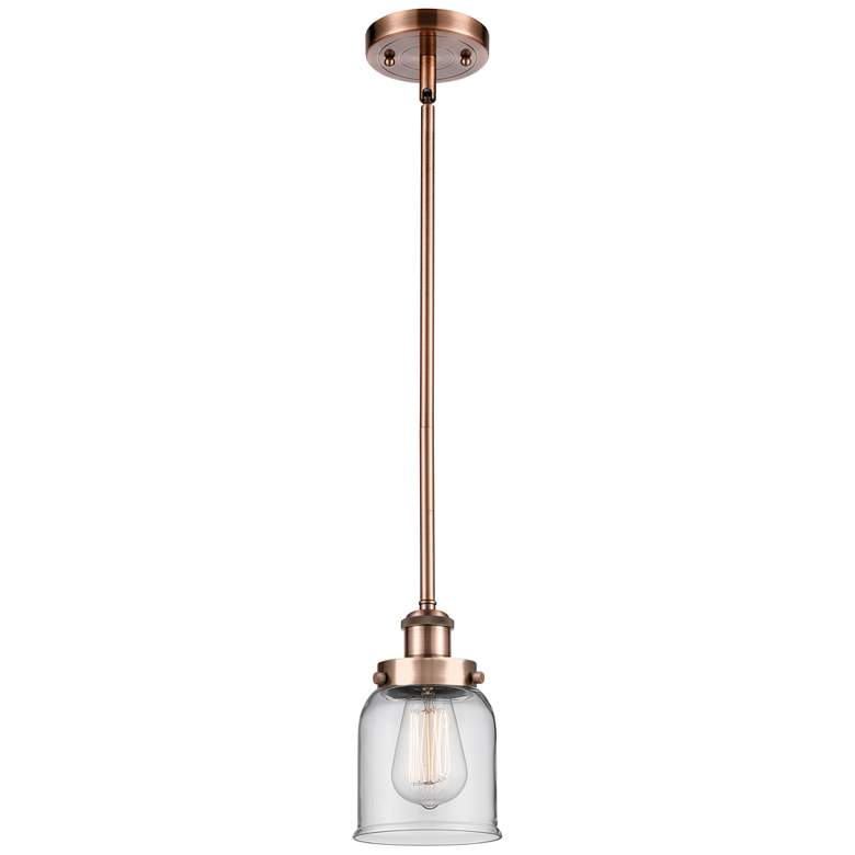 Image 1 Ballston Urban Bell 5" Antique Copper Stemmed Mini Pendant w/ Clear Sh