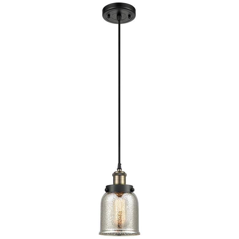 Image 1 Ballston Urban Bell 5" Black Brass Corded Mini Pendant w/ Mercury Shad
