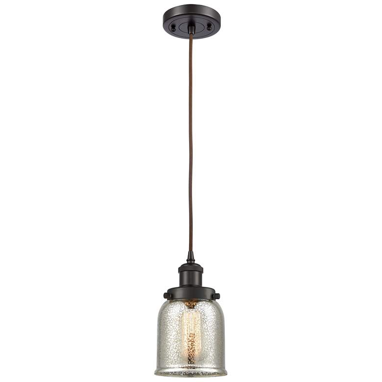 Image 1 Ballston Urban Bell 5" Bronze Corded Mini Pendant w/ Mercury Shade
