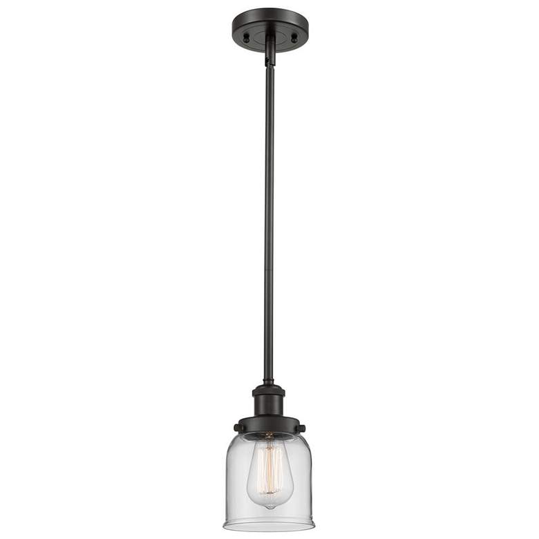 Image 1 Ballston Urban Bell 5" Bronze Stemmed Mini Pendant w/ Clear Shade