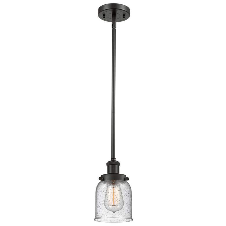 Image 1 Ballston Urban Bell 5" Bronze Stemmed Mini Pendant w/ Seedy Shade