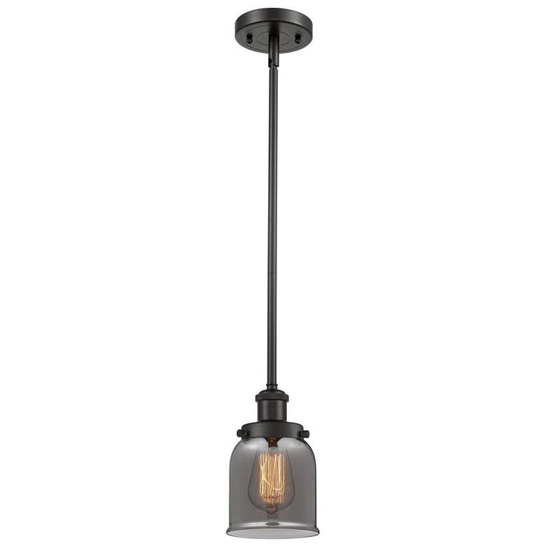 Image 1 Ballston Urban Bell 5" Bronze Stemmed Mini Pendant w/ Smoke Shade