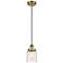 Ballston Urban Bell 5" Brushed Brass Corded Mini Pendant w/ Deco Shade