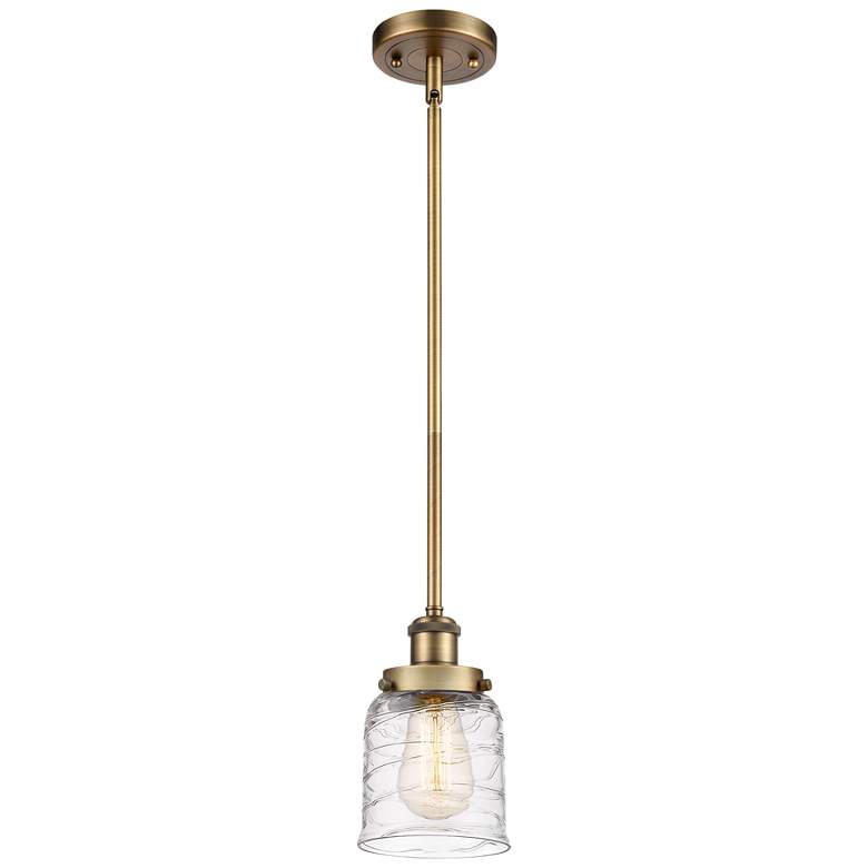 Image 1 Ballston Urban Bell 5 inch Brushed Brass Stemmed Mini Pendant w/ Deco Shad