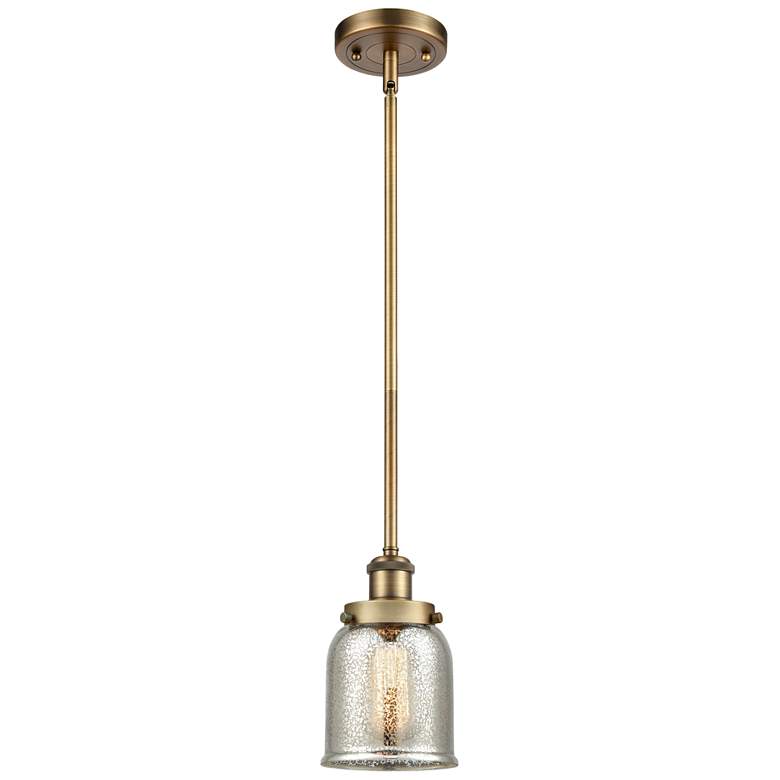 Image 1 Ballston Urban Bell 5" Brushed Brass Stemmed Mini Pendant w/ Mercury S