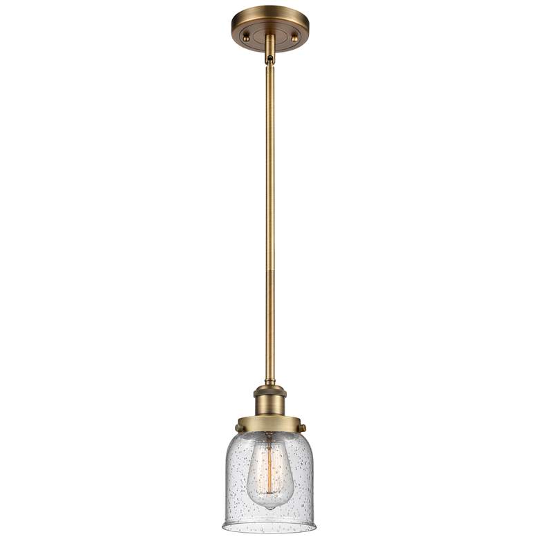 Image 1 Ballston Urban Bell 5" Brushed Brass Stemmed Mini Pendant w/ Seedy Sha