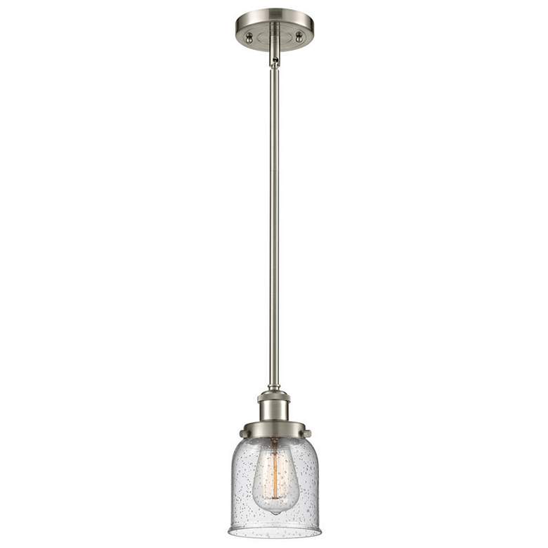 Image 1 Ballston Urban Bell 5" Brushed Nickel Stemmed Mini Pendant w/ Seedy Sh