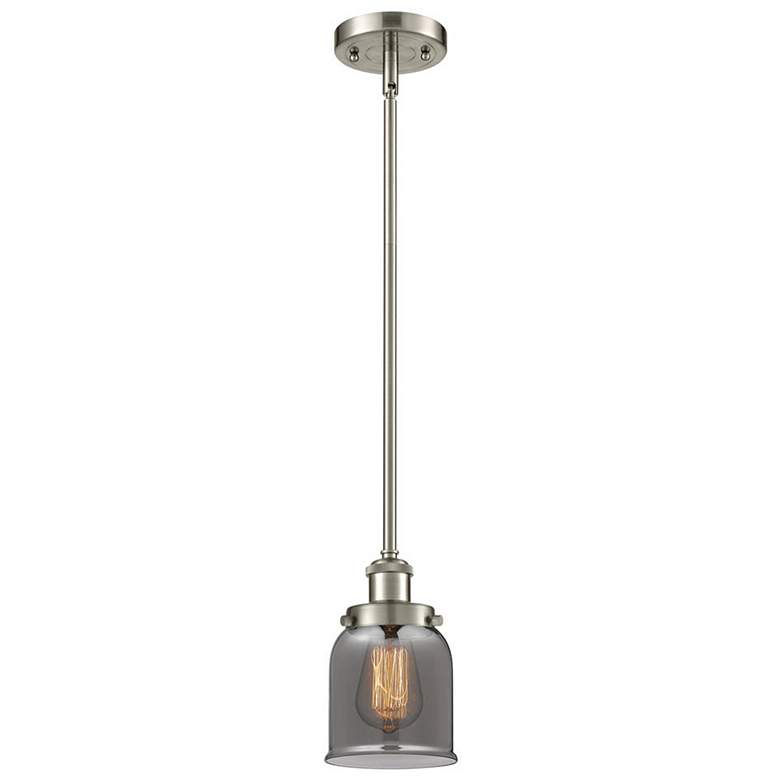 Image 1 Ballston Urban Bell 5" Brushed Nickel Stemmed Mini Pendant w/ Smoke Sh