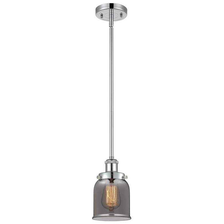 Image 1 Ballston Urban Bell 5" Chrome Stemmed Mini Pendant w/ Smoke Shade