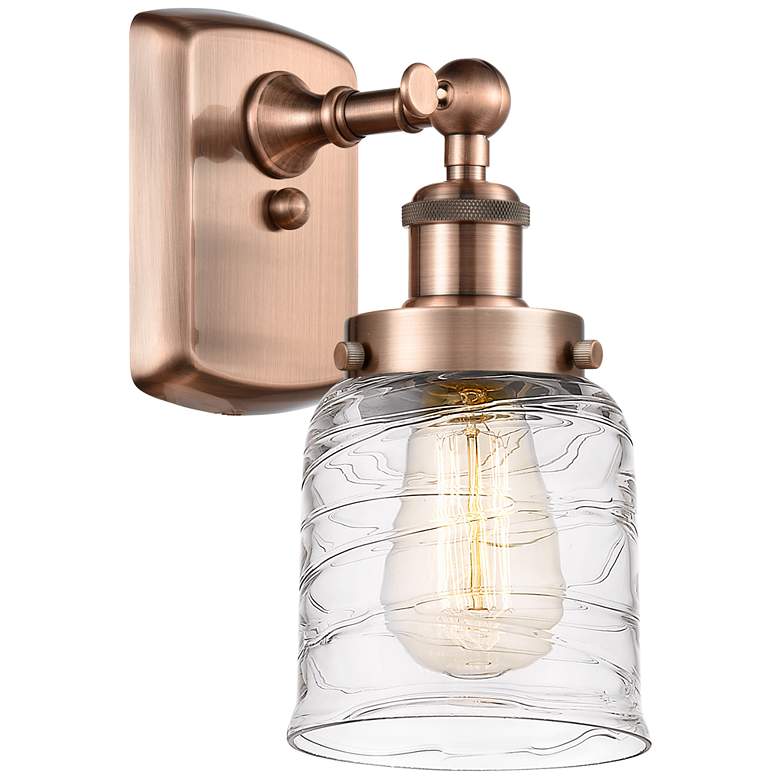 Image 1 Ballston Urban Bell 5" Incandescent Sconce - Copper - Deco Swirl Shade