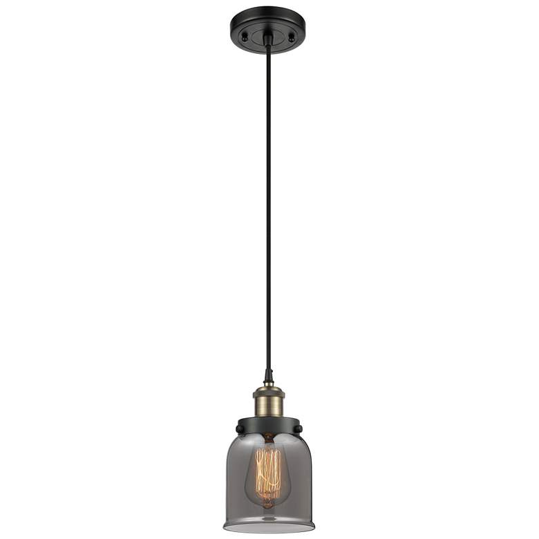 Image 1 Ballston Urban Bell 5" LED Mini Pendant - Black Brass - Plated Smoke