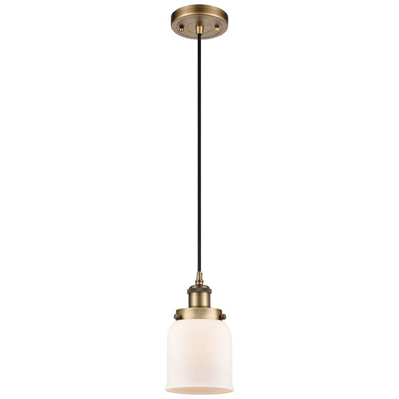Image 1 Ballston Urban Bell 5" LED Mini Pendant - Brushed Brass - Matte White