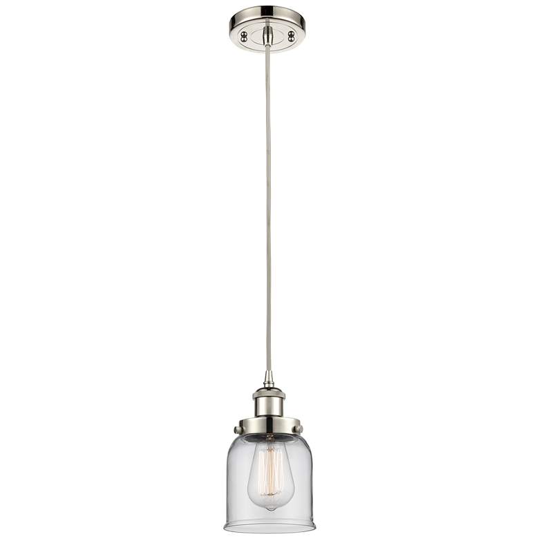 Image 1 Ballston Urban Bell 5" LED Mini Pendant - Polished Nickel - Clear Shad