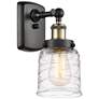 Ballston Urban Bell 5" LED Sconce - Black Brass Finish - Deco Swirl Sh