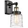 Ballston Urban Bell 5" LED Sconce - Black Brass Finish - Deco Swirl Sh