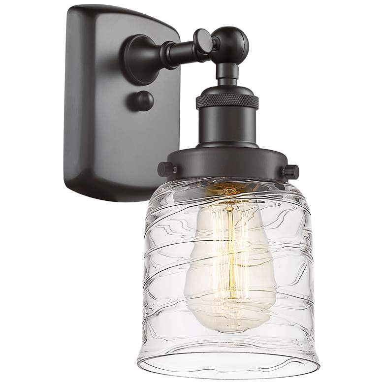 Image 1 Ballston Urban Bell 5" LED Sconce - Bronze Finish - Deco Swirl Shade
