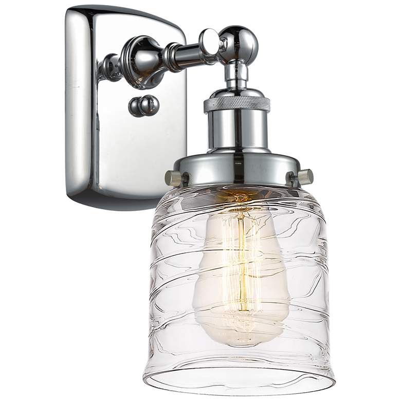 Image 1 Ballston Urban Bell 5" LED Sconce - Chrome Finish - Deco Swirl Shade