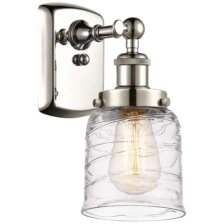 Image 1 Ballston Urban Bell 5" LED Sconce - Nickel Finish - Deco Swirl Shade