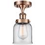 Ballston Urban Bell  5" LED Semi-Flush Mount - Antique Copper - Clear