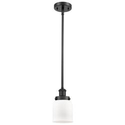 Ballston Urban Bell 5" Matte Black Stemmed Mini Pendant w/ White Shade