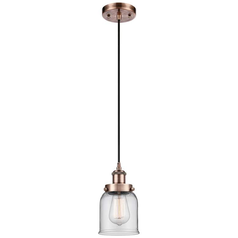 Image 1 Ballston Urban Bell 5" Mini Pendant - Antique Copper - Clear Shade