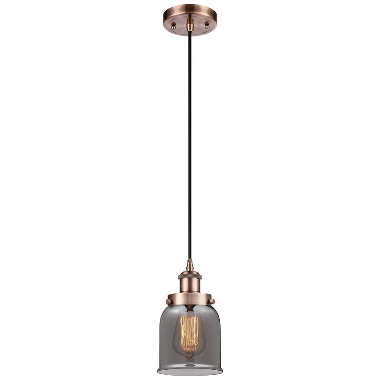 Image 1 Ballston Urban Bell 5" Mini Pendant - Antique Copper - Plated Smoke Sh