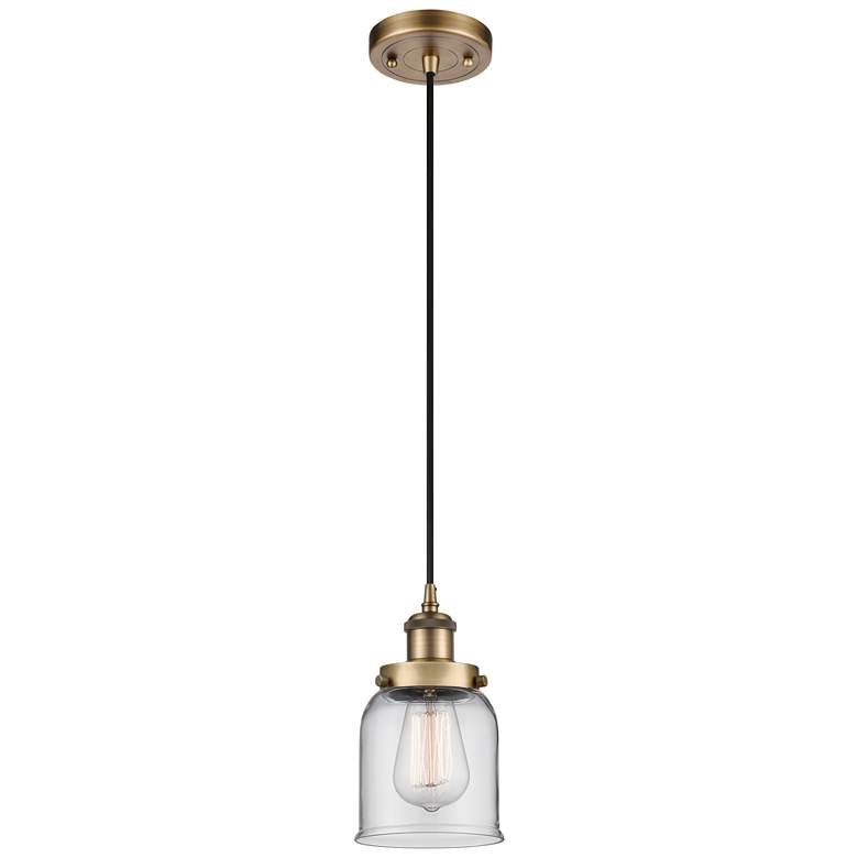 Image 1 Ballston Urban Bell 5" Mini Pendant - Brushed Brass - Clear Shade