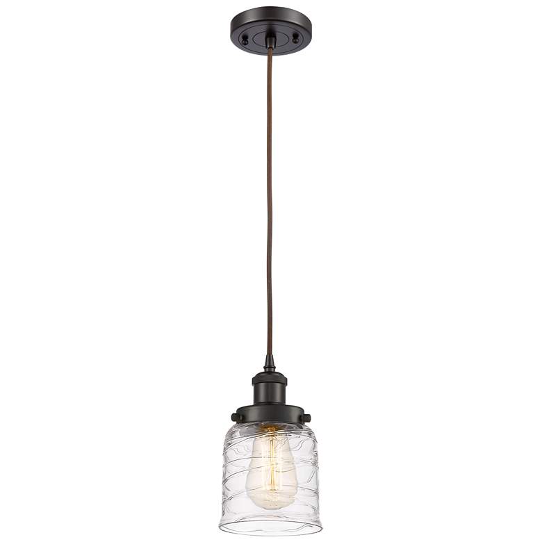 Image 1 Ballston Urban Bell 5" Oil Rubbed Bronze Corded Mini Pendant w/ Deco S