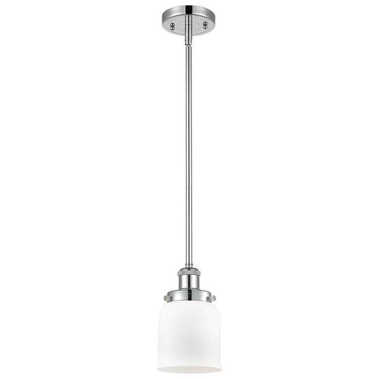 Image 1 Ballston Urban Bell 5" Polished Chrome Stemmed Mini Pendant w/ White S
