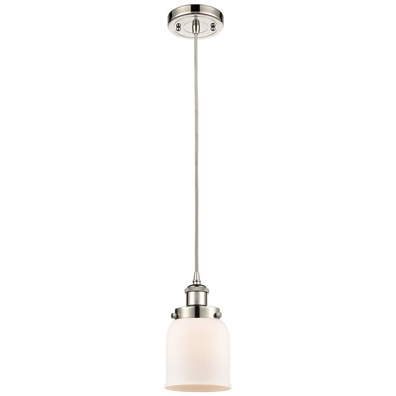 Image 1 Ballston Urban Bell 5" Polished Nickel Corded Mini Pendant w/ White Sh