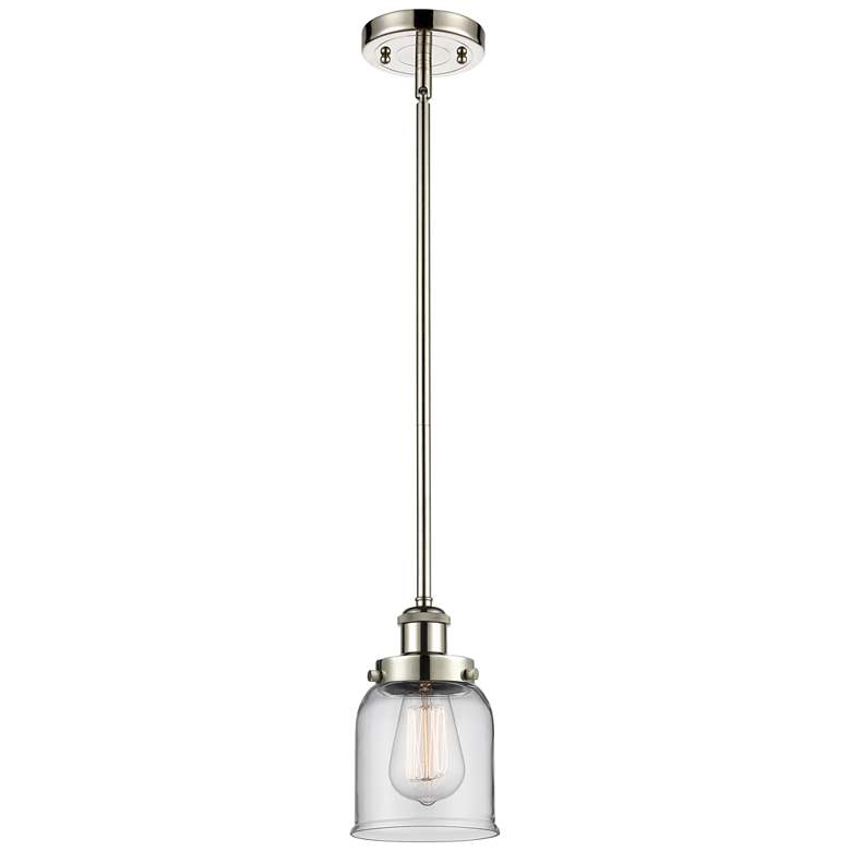 Image 1 Ballston Urban Bell 5" Polished Nickel Stemmed Mini Pendant w/ Clear S