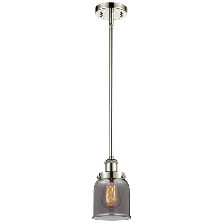 Image 1 Ballston Urban Bell 5" Polished Nickel Stemmed Mini Pendant w/ Smoke S
