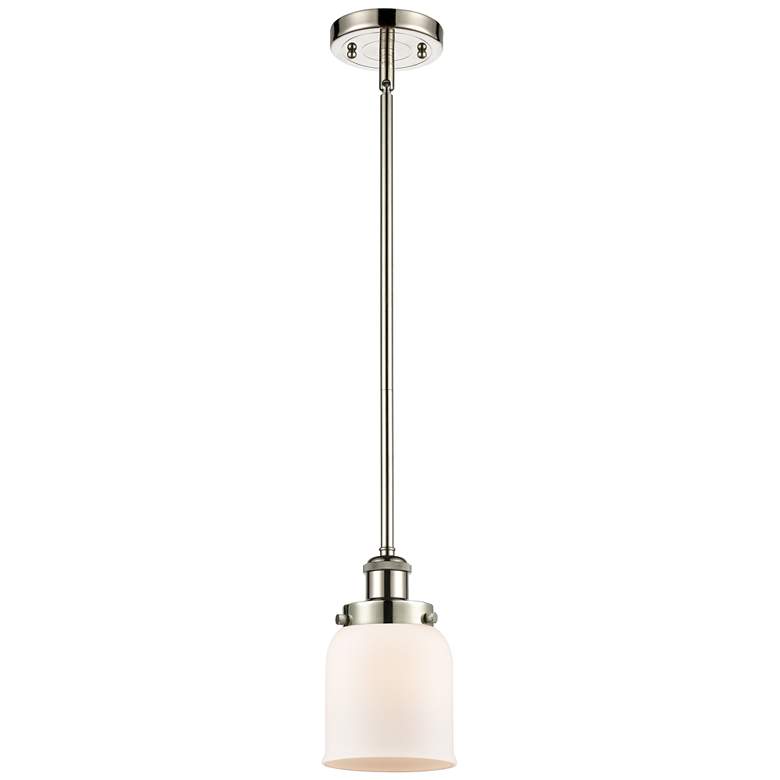 Image 1 Ballston Urban Bell 5" Polished Nickel Stemmed Mini Pendant w/ White S