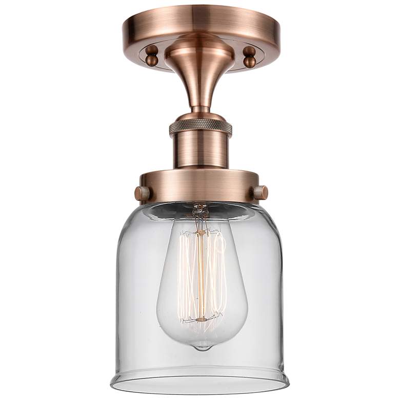Image 1 Ballston Urban Bell  5" Semi-Flush Mount - Antique Copper - Clear Shad