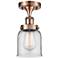 Ballston Urban Bell  5" Semi-Flush Mount - Antique Copper - Clear Shad