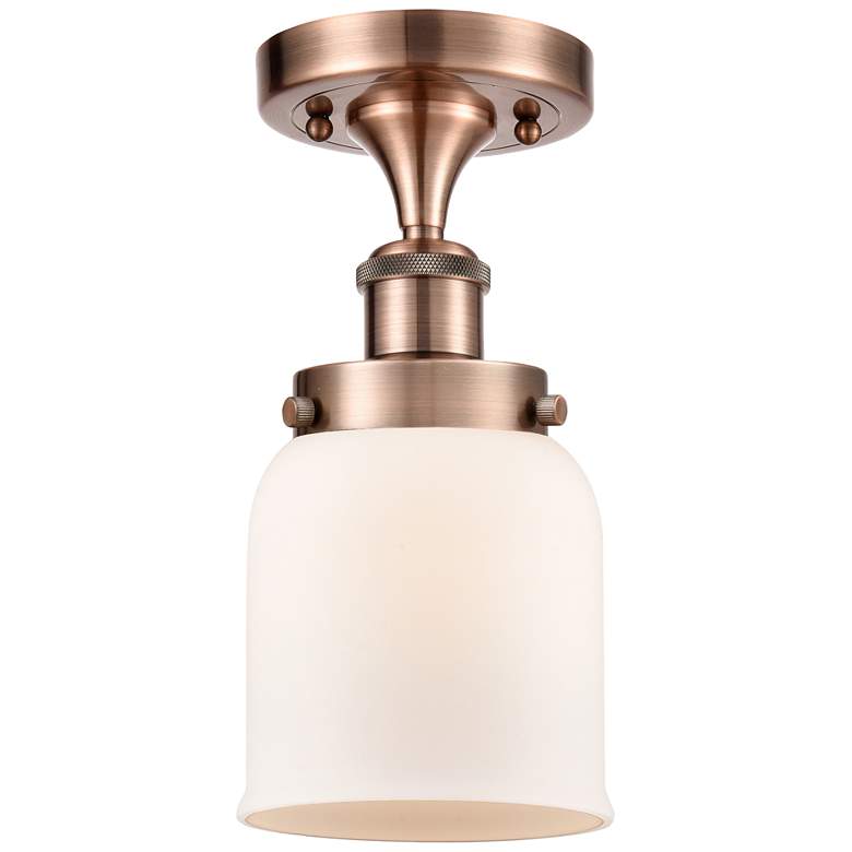 Image 1 Ballston Urban Bell 5" Semi-Flush Mount - Antique Copper - Matte Whit