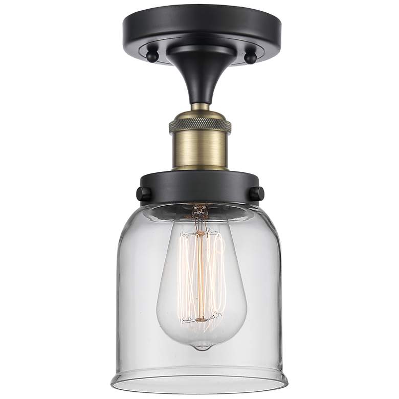 Image 1 Ballston Urban Bell 5" Semi-Flush Mount - Black Antique Brass - Clear