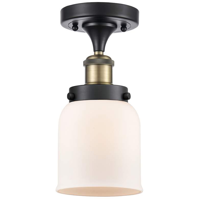 Image 1 Ballston Urban Bell 5" Semi-Flush Mount - Black Brass - Matte White