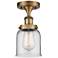Ballston Urban Bell  5" Semi-Flush Mount - Brushed Brass - Clear Shade
