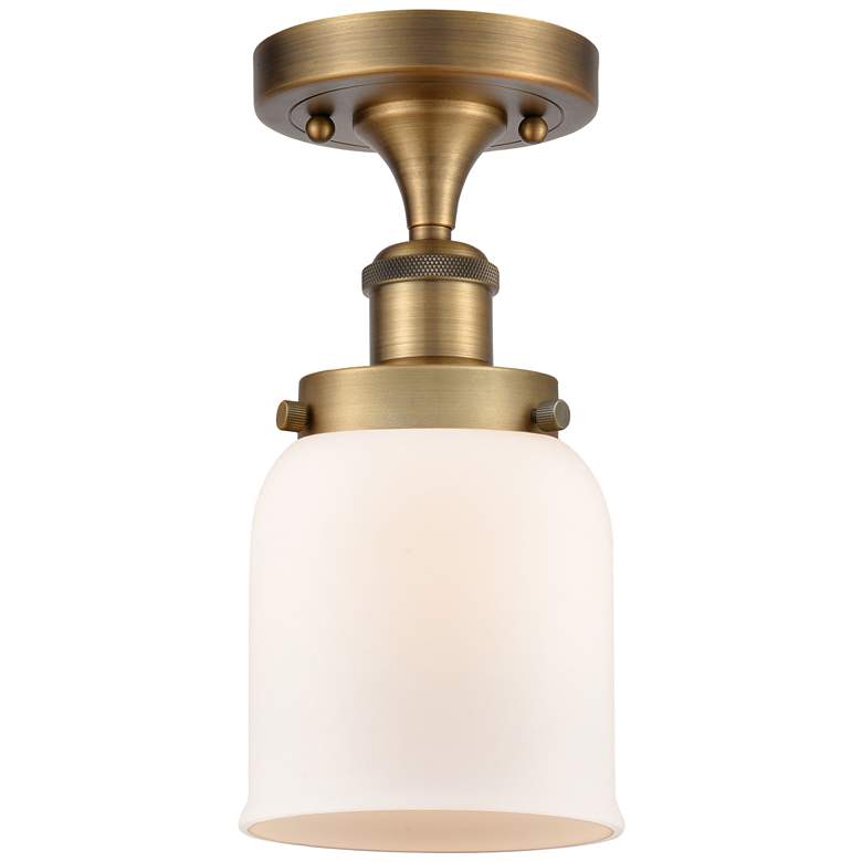 Image 1 Ballston Urban Bell 5" Semi-Flush Mount - Brushed Brass - Matte White