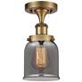 Ballston Urban Bell  5" Semi-Flush Mount - Brushed Brass - Plated Smok