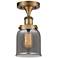 Ballston Urban Bell  5" Semi-Flush Mount - Brushed Brass - Plated Smok