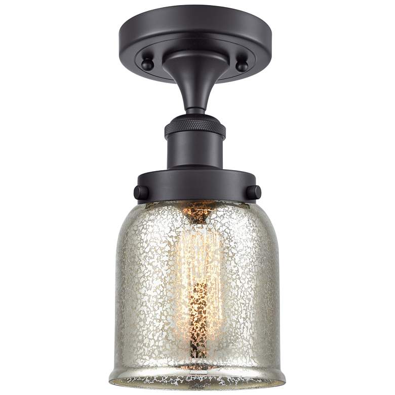 Image 1 Ballston Urban Bell 5" Semi-Flush Mount - Matte Black - Silver Mercur