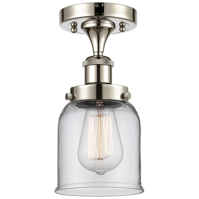 Image 1 Ballston Urban Bell 5" Semi-Flush Mount - Polished Nickel - Clear Sha