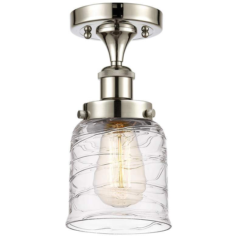 Image 1 Ballston Urban Bell 5" Semi-Flush Mount - Polished Nickel - Deco Swir