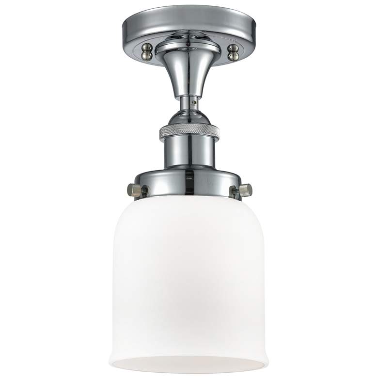 Image 1 Ballston Urban Bell 5"W Chrome Semi.Flush Mount w/ Matte White Shade