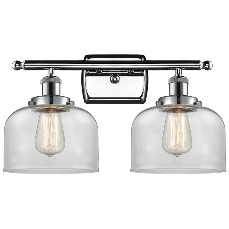 Image 1 Ballston Urban Bell 8" 18"W 2 Light Chrome Bath Light w/ Clear Sh
