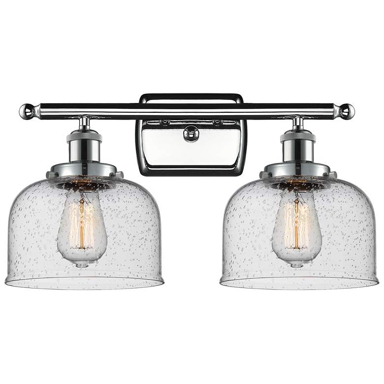 Image 1 Ballston Urban Bell 8" 18"W 2 Light Chrome Bath Light w/ Seedy Sh