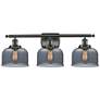 Ballston Urban Bell 8" 28"W 3 Light Bronze Bath Light w/ Smoke Sh